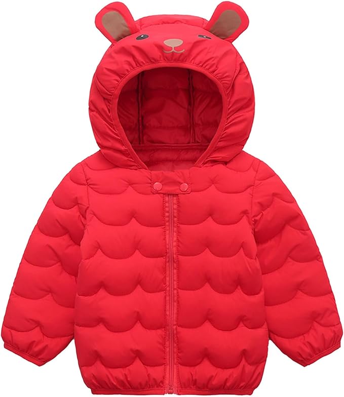 Toddler Winter Coats Puffer Padded Jacket Baby Boys Girls Bear Hoods Down Jacket Light Weight Infant Outerwear