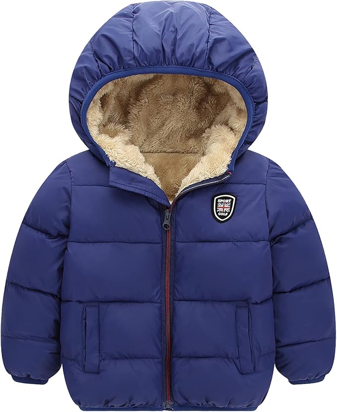Happy Cherry Kids Boy's Girls Winter Coat Fleece Lined Thick Down Coats Puffy Jackets with Hood