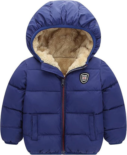 Happy Cherry Kids Boy's Girls Winter Coat Fleece Lined Thick Down Coats Puffy Jackets with Hood