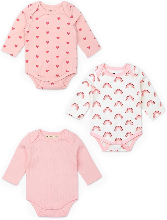 monica + andy Long Sleeve Jack & Jill Bodysuit, Organic Baby Clothes for Girls & Boys, For Preemie, Newborn & Infant