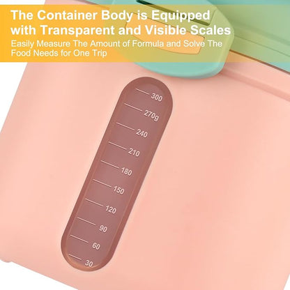 Accmor Baby Formula Dispenser On The Go, Portable Milk Powder Formula Dispenser with Scoop,Formula Containers for Travel Hold 12.7oz/360g Formula, Pink
