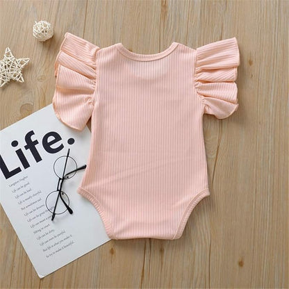 Newborn Infant Baby Girl Solid Ruffle Romper Bodysuit Jumpsuit Casual Clothes One Piece Outfit