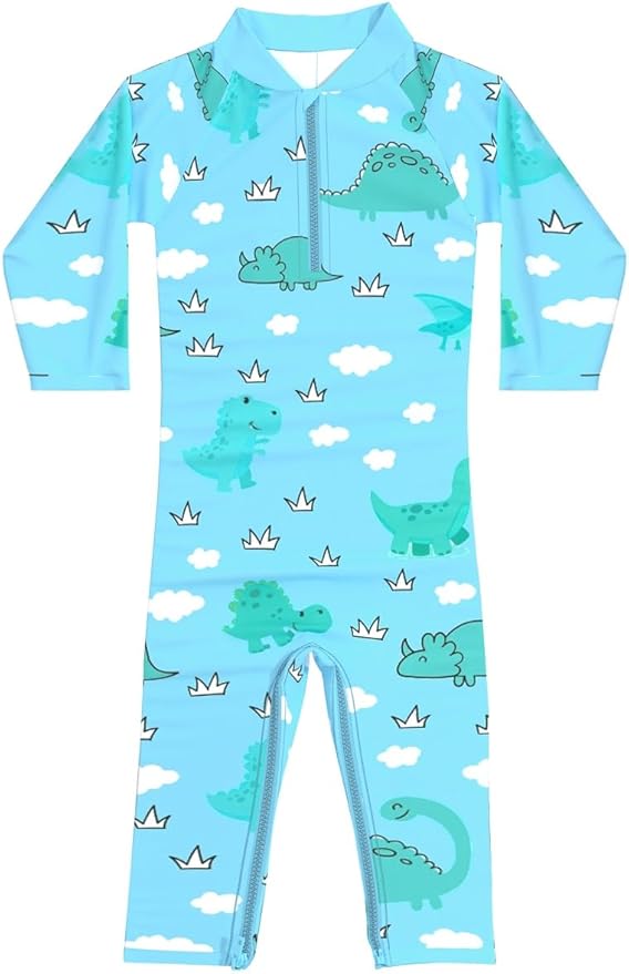 weVSwe Baby Toddler UPF 50+ Sun Protection Rash Guard Long Sleeve Swimsuit with Crotch Zipper