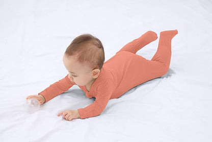 GUISBY Pajamas for Baby Boys & Girls, Infant Onesie with Mitten Long Sleeve Footed Pjs