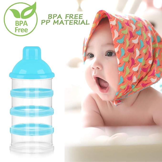 Accmor Formula Dispenser On The Go, 4 Compartments Stackable Formula Container for Travel, Baby Milk Powder Kids Snack Container, BPA Free ﻿