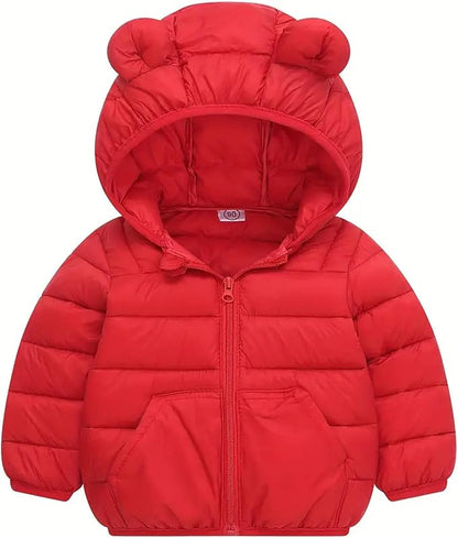 Toddler Winter Coats Puffer Padded Jacket Baby Boys Girls Bear Hoods Down Jacket Light Weight Infant Outerwear