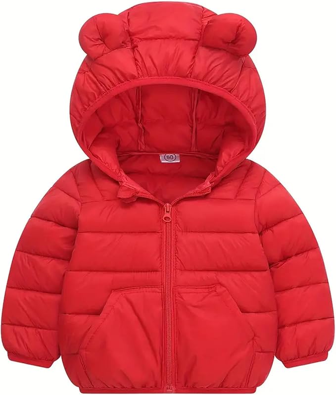 Toddler Winter Coats Puffer Padded Jacket Baby Boys Girls Bear Hoods Down Jacket Light Weight Infant Outerwear
