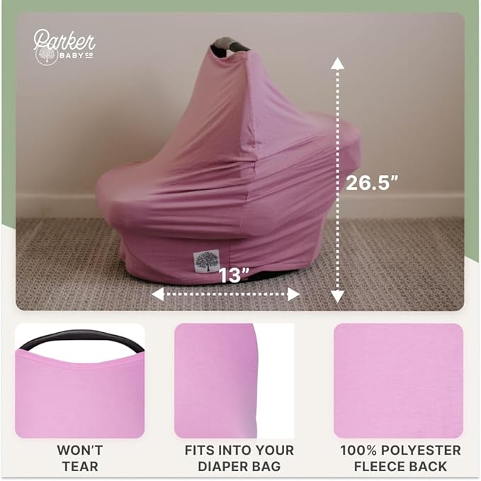 Parker Baby Co. 4 in 1 Car Seat Cover for Girls and Boys - Stretchy Carseat Canopy, Nursing Cover, Grocery Cart Cover, High Chair Cover - Lily