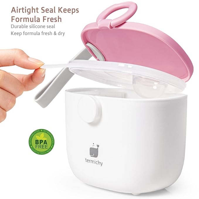 Termichy Baby Formula Dispenser, Portable Milk Powder Dispenser Container with Carry Handle and Scoop for Travel Outdoor Activities with Baby Infant, 8.8OZ, 0.55LB, 250g,500ml (Baby Pink)