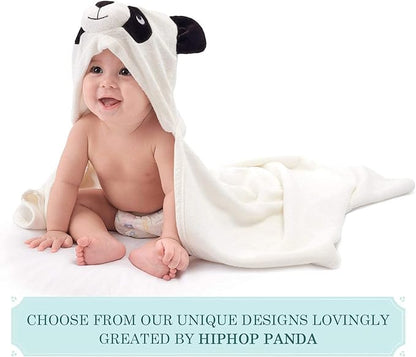 HIPHOP PANDA Hooded Towel - Rayon Made from Bamboo, Bath Towel with Bear Ears for Newborn, Babie, Toddler, Infant - Absorbent Large Baby Towel - Panda, 30 x 30 Inch
