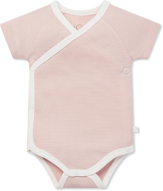 MORI Baby Unisex Short Sleeve Kimono Bodysuit - Breathable Comfort Wrap Romper with Nickel Free Poppers for Boys and Girls