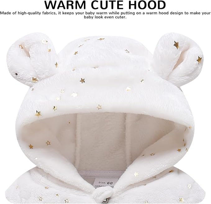 Baby Girl Winter Fleece Coat Toddler Boy Jacket Infant With Hood Warm Outerwear