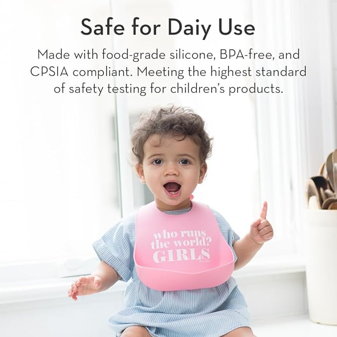 Bella Tunno Wonder Bib - Adjustable Silicone Baby Bibs for Girls & Boys, Durable and Waterproof BPA Free Silicone, Oh Hey Sunshine