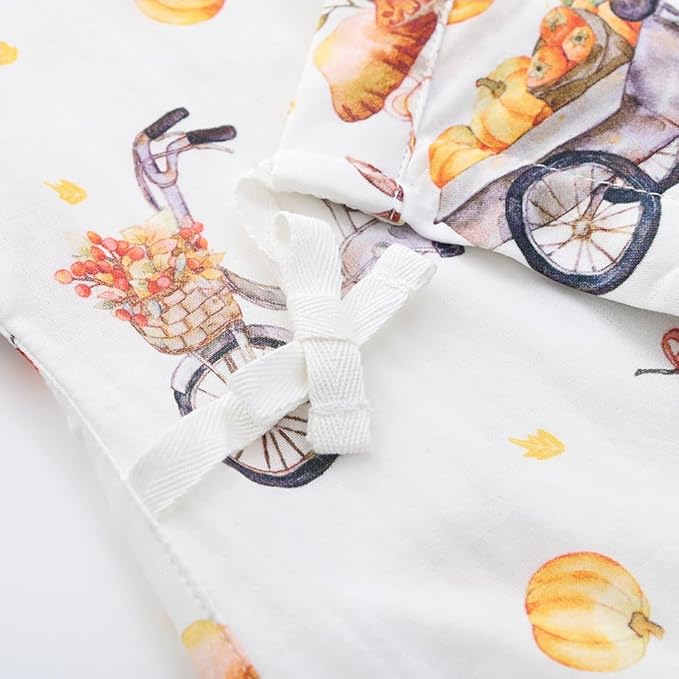 BINIDUCKLING Baby Kimono Style Wrap Over Bodysuit Soft Muslin Fabric Graphic Print
