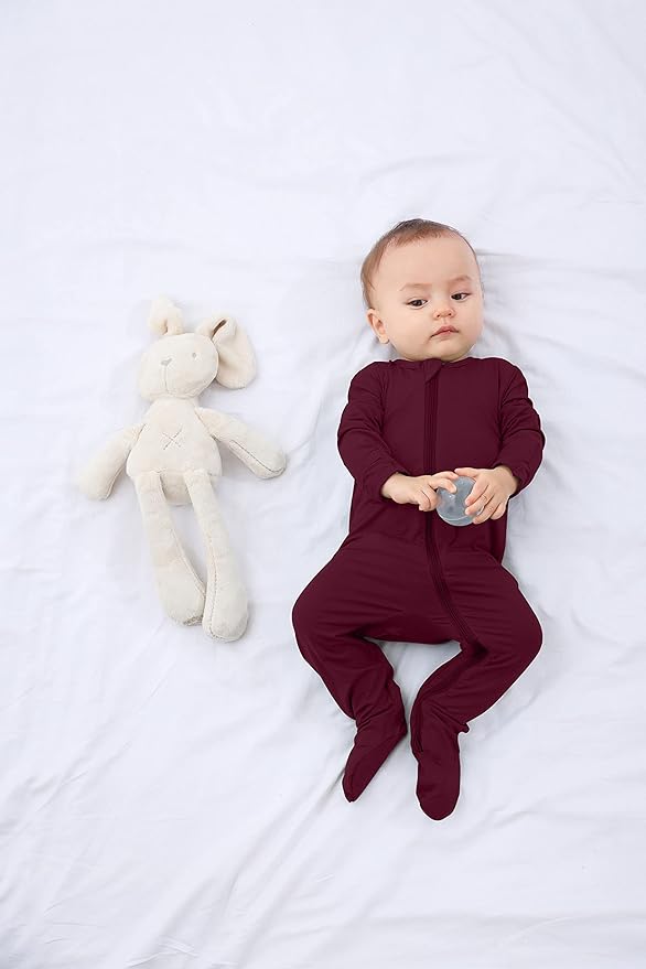 GUISBY Pajamas for Baby Boys & Girls, Infant Onesie with Mitten Long Sleeve Footed Pjs