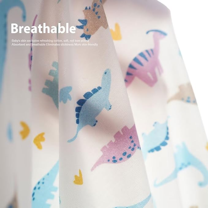 Teach Leanbh Unisex Baby 2 Pack Bamboo Viscose Pajamas with Mittens and Feet Cuffs 2 Way Zipper Long Sleeve Romper