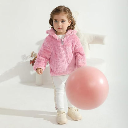 Baby Toddler Boys Girls Fleece Jacket with Hood Zip Up Cute Bear Coats for Infant Boys Girls Fuzzy Jacket with Ear 1-5T