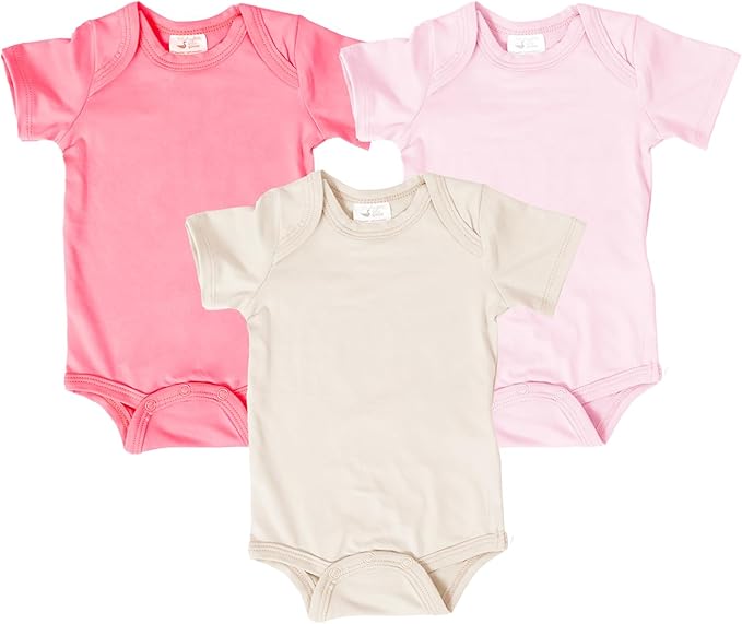 Baby Short Sleeve Onesie Bodysuits (3-Pack), Newborn Bodysuit with Snap Closure for Boys Girls Infants