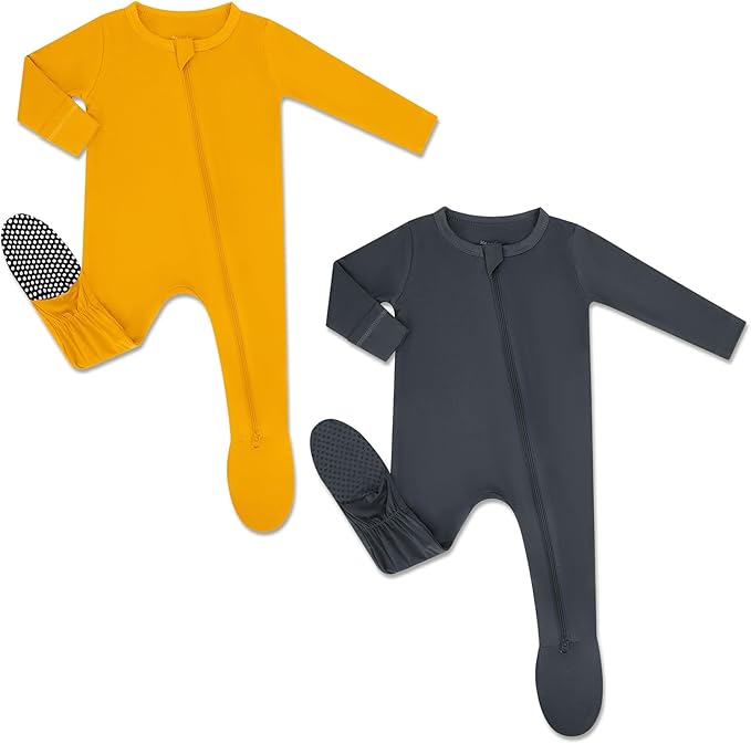 HAPIU Rayon from Bamboo Baby Footed Pajamas, 2 Way Zipper YKK, Footie for Baby Boy Girls, Newborn-24 Months