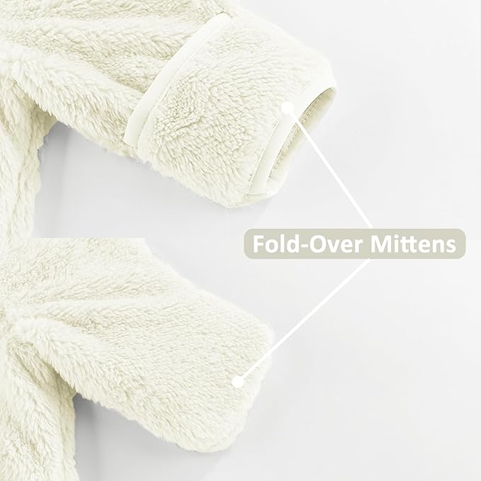 Baby Infant Boys Girls Winter Coat with Fold-Over Mittens Fleece Outwear Jacket Warm Clothes Bear Hooded