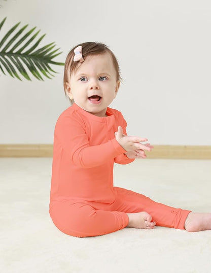 Baby Zippered Rompers Newborn Pajamas Sleepers Long Sleeve Jumpsuits Infant Zipper Romper-Viscose from Bamboo