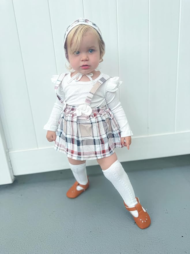 Unutiylo Preemie Newborn Baby Girl Clothes Romper Suspender Dress Fall Winter Outfits Ruffle Long Sleeve Jumpsuit