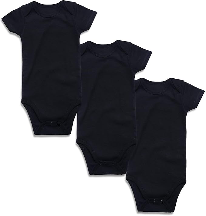 GKrepps Unisex 3-Pack Short-Sleeve 100% Organic Cotton Baby Bodysuits Infant Toddler