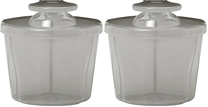 Dr. Brown's Baby Formula Dispenser with Snap-On Lid for On-The-Go Feedings, Milk Powder Dispenser for Traveling with Infant, Gray (Pack of 2)
