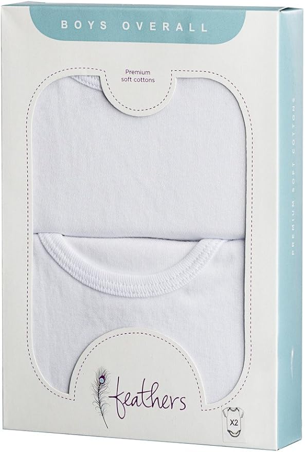 Feathers Baby Solid White 100% Cotton Super Soft Onesie Undershirts 2-Pack