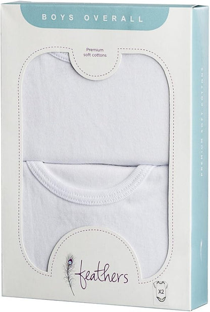 Feathers Baby Solid White 100% Cotton Super Soft Onesie Undershirts 2-Pack