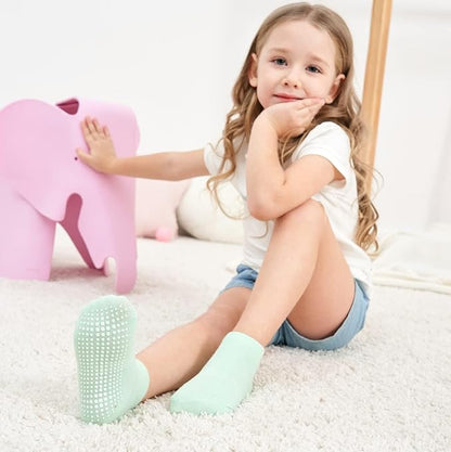 Zaples Baby Non Slip Grip Ankle Socks with Non Skid Soles for Infants Toddlers Kids Boys Girls