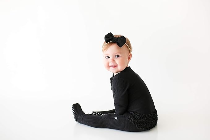 Posh Peanut Footie Pajamas for Baby Girls – Sleepers in Viscose from Bamboo with 2-Way Zipper & Ruffle Trim