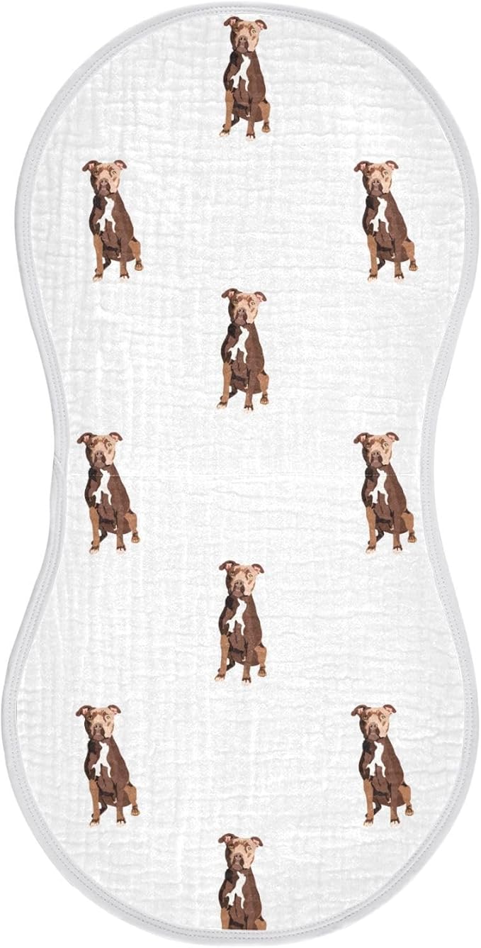 vvfelixl Muslin Burp Cloths Pit Bull Terrier Sitting Dog Baby Washcloths for Baby Girl Boys 2 Pack