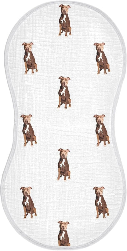 vvfelixl Muslin Burp Cloths Pit Bull Terrier Sitting Dog Baby Washcloths for Baby Girl Boys 2 Pack