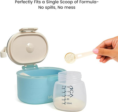 Lulyboo Baby Formula Milk Powder Container - Travel-Friendly, Airtight Storage with Scoop & Spork, Compact BPA-Free, Easy-to-Clean Portable Baby Feeding Accessories (Blue)