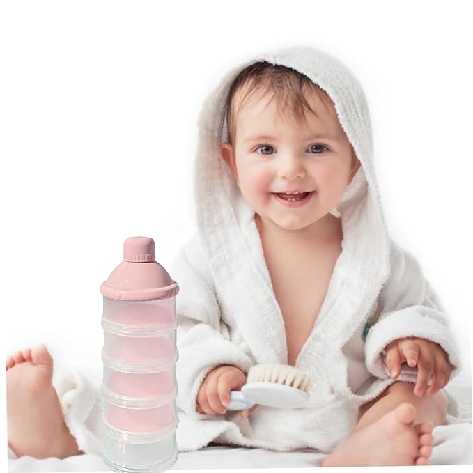 2 PCS 5 Layers Baby Milk Powder Dispenser, Milk Powder Pots, Formula Dispenser Portable Milk Powder Formula Dispenser Container Pot Box Milk Cans Snack Storage Box for Travel(Light Pink+ Light Pink)