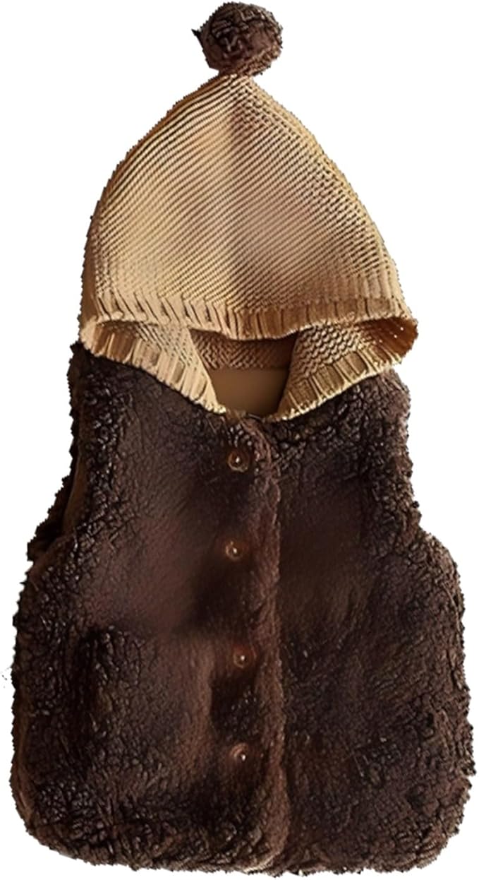 Newborn Baby Fleece Vest Girls Winter Thick Button Down Fuzzy Sleeveless Jacket Lightweight Soft Cotton Plush Outerwear