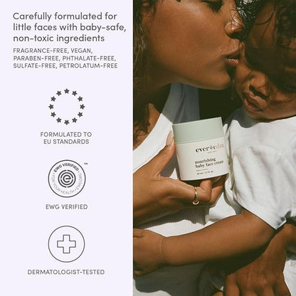 Evereden Nourishing Baby Face Cream 1.7 oz. | Non-Toxic and Fragrance-Free Face Lotion | Rich, Non-Greasy Baby Moisturizing Cream | Face Moisturizer with Clean Ingredients