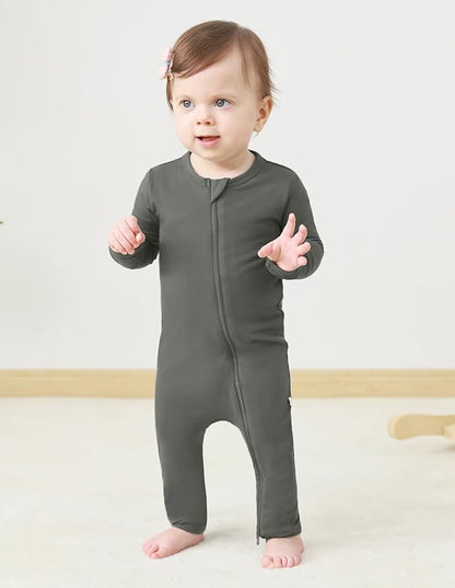 Baby Zippered Rompers Newborn Pajamas Sleepers Long Sleeve Jumpsuits Infant Zipper Romper-Viscose from Bamboo