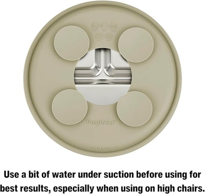 PandaEar 2 Pack Stainless Steel Baby Suction Plates & 2 Pack Spoons and Forks Set, Toddler Utensils Baby Feeding Set, Divided Plates for Baby Led Weaning Supplies, BPA-Free (Tan/Walnut)