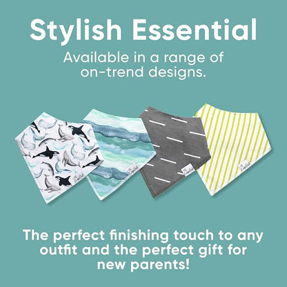 Copper Pearl 4 Pack Soft Cotton Baby Bibs for Drooling and Teething, Absorbent Drool Bibs for Baby Girl and Boy, Adjustable to Fit Newborns to Toddlers, Tons of Styles (Kai)