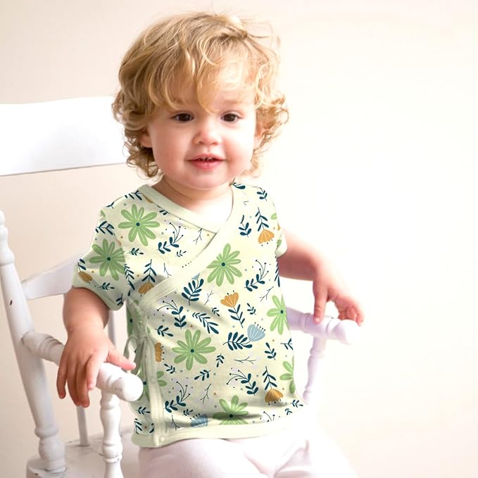 Babysoy Unisex Baby Toddler Short Sleeve Wrap Around Kimono Tee Shirt