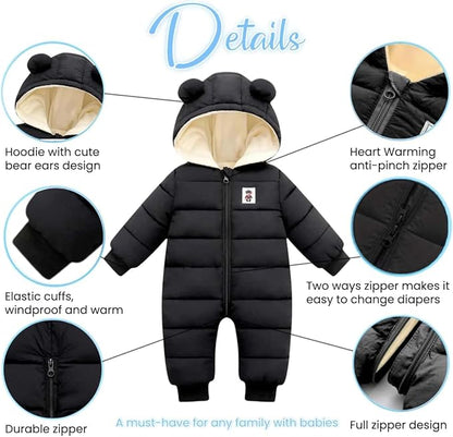 Ohrwurm Baby Snowsuit Winter Coat Fleece Lining Warm Hoodie Romper Puffer Jacket