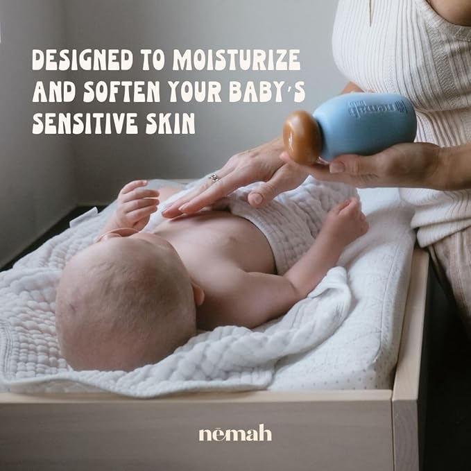 Nemah Baby Lotion, Baby Moisturizer For Sensitive Skin, Lotion For Newborn And Toddlers, With Chamomile Aloe Vera Jojoba Oil, Lightweight Non-Greasy, Fast Absorbing, Vegan & Cruelty Free, 9.8 Fl Oz