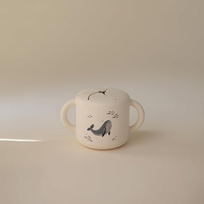 mushie Silicone Snack Cup | Spill Proof Food Container for Toddler and Baby (Whales)