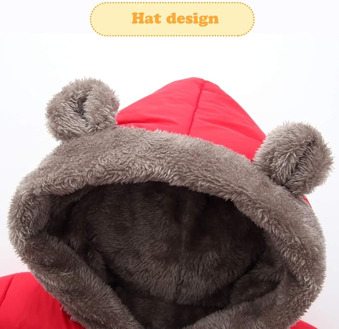 Happy Cherry Baby Boys Girls Puffer Jacket Hooded Coat Fleece Liner Elastic Cuffs Outerwear 12Mon-5T