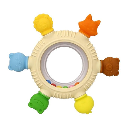 Baby Teething Toys Teething Rings Silicone Teethers for Babies 6-12 Months Baby Rattles & Plush Rings Sensory Toys for Soothing Sore Gums for Newborn Infant Essentials (Animals)