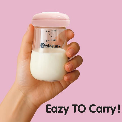 Glass Breast Milk Storage Bottles-Wide Neck Breastmilk Storage with Lids, Breast Milk Storage Containers for Fridge,BPA-Free (Red,6oz(pack of 4))