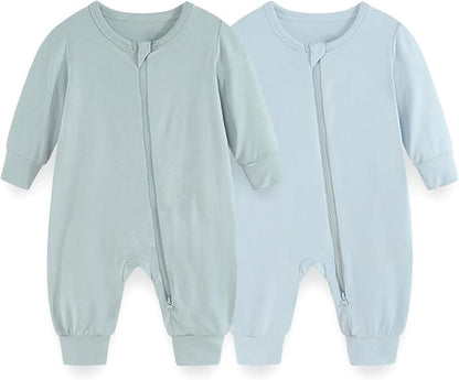 Unisex Rayon Made from Bamboo Zipper Baby Boy Girl Rompers 2 Pcak Long Sleeve Infants Jumpsuits New Born Clothes