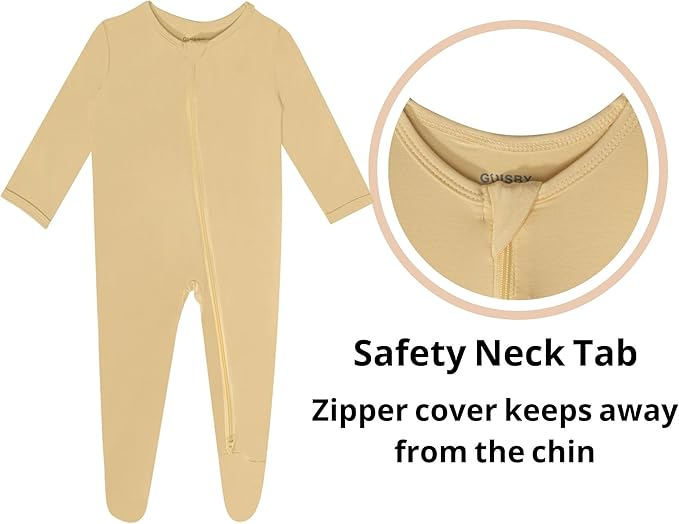 Baby Boy Footed Pajamas with Mittens,Rayon Made from Bamboo Sleepers, 2 Way Zipper Long Sleeve Pjs